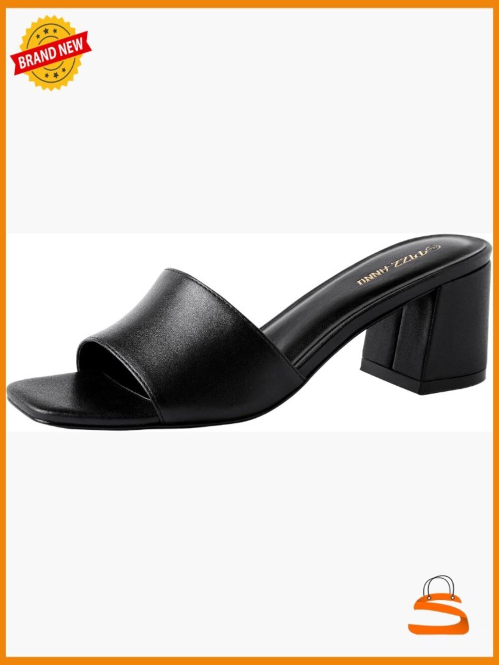 Square Open Toe Block Chunky Heel Sandals Slip on Mules Pumps Low Heel Dress